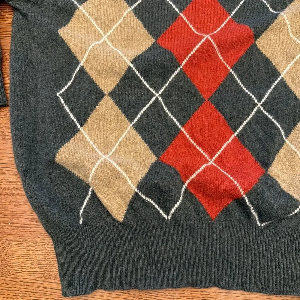 Vintage Bullock & Jones Lambswool Sweater Argyle Scotland Men’s XL Fits Like L